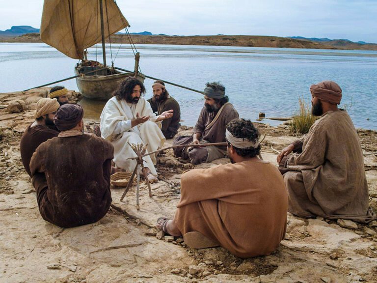 Jesus meets disciples in Galilee after resurrection (used per copyright limitations of www.LumoProject.com)